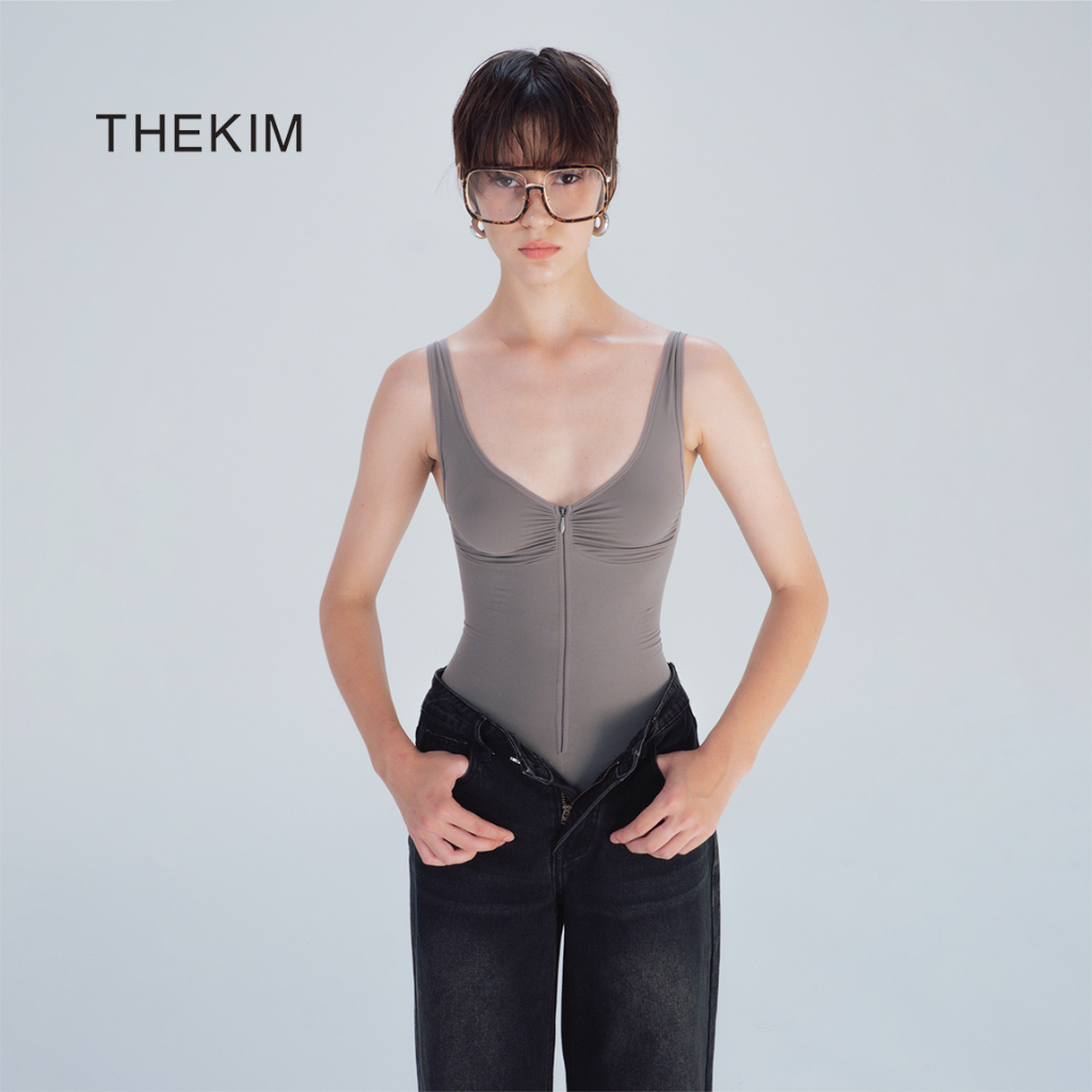 THEKIM Shapewear Áo 2 dây bodysuit định hình có khóa kéo ngực ( không mút ) , áo gen định hình tạo thắt eo SW355