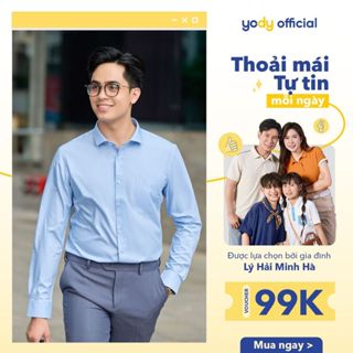Áo sơ mi nam YODY dài tay, có túi dáng slim-fit chất lụa nến mềm mịn, chống nhăn lịch lãm MOSH25A229