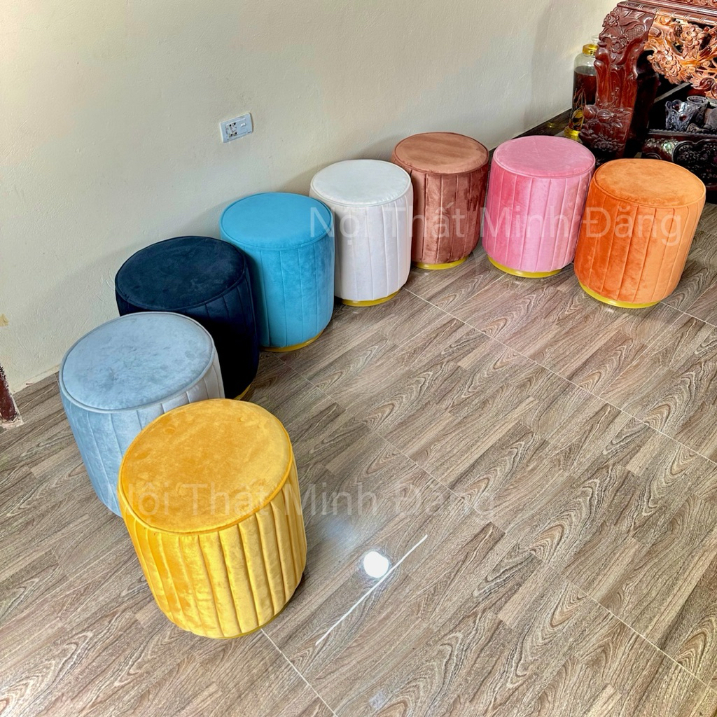 Ghế đôn SOFA bàn phấn , ghế đôn bàn trang điểm , GÂN chân sắt tĩnh điện