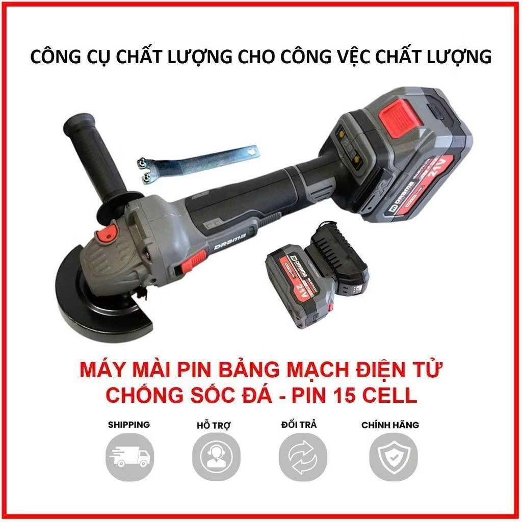 Máy mài pin DRAMA 5100 FLEX Không Chổi Than, Chống sốc đá, Chống khới động lại, Công tắc sườn