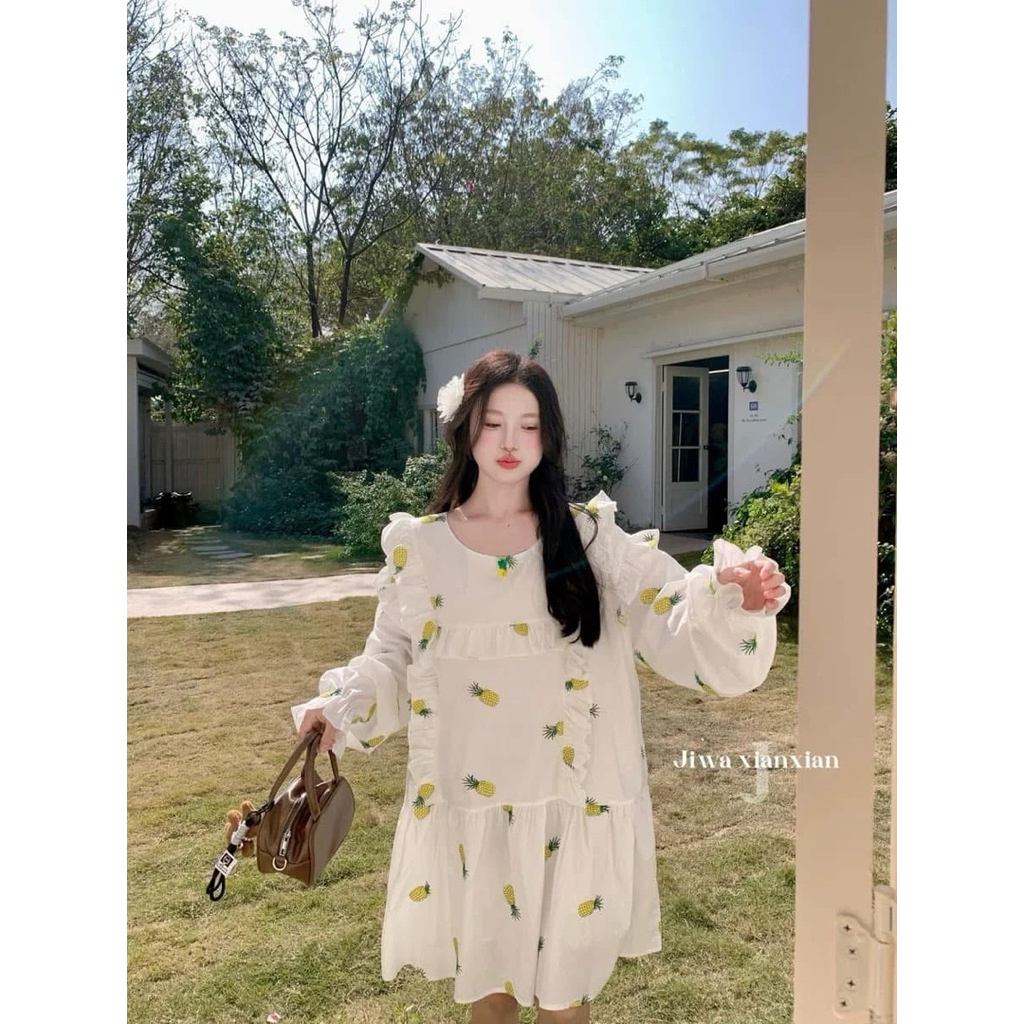 Đầm xô thêu dứa Hãng JIWA Newtag
