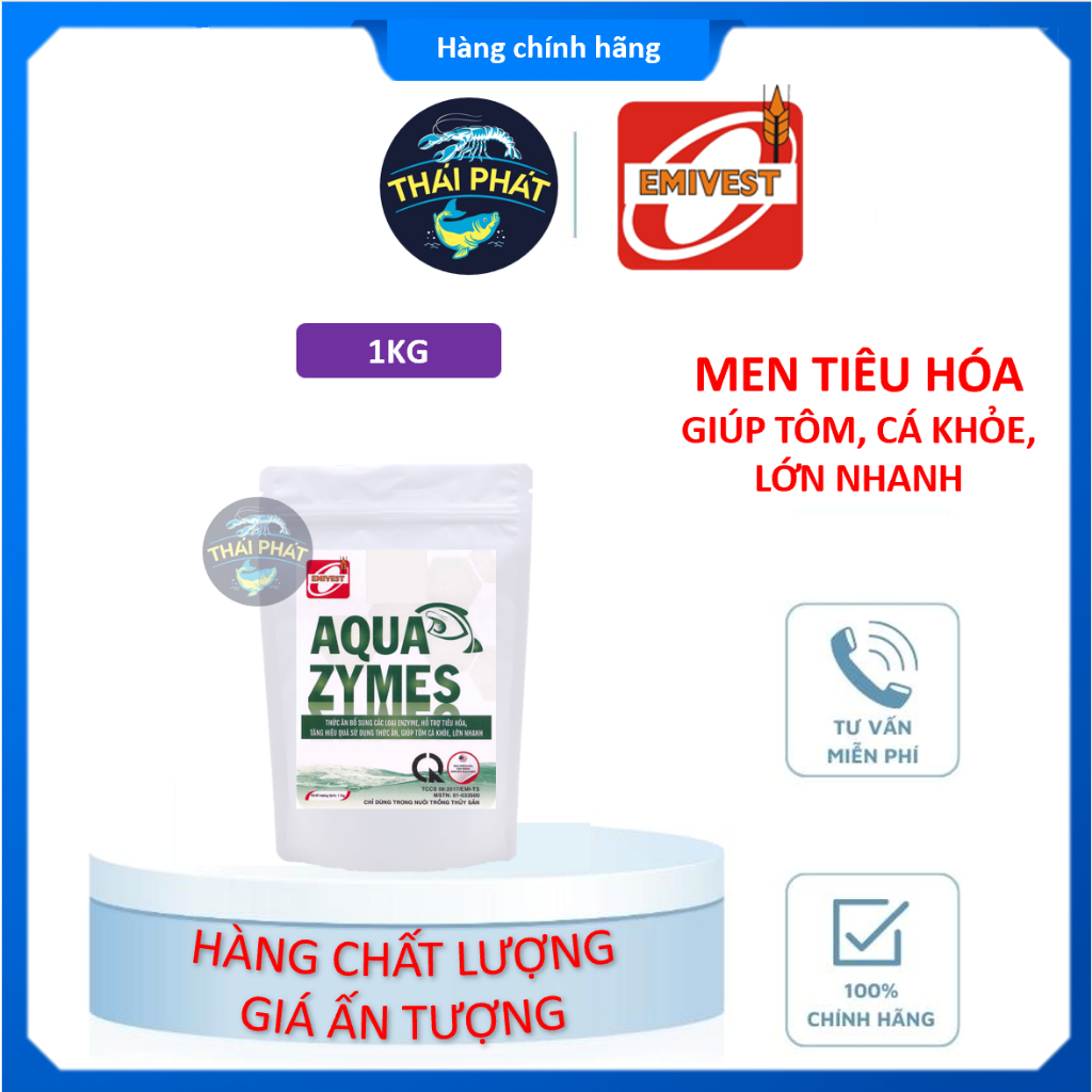 AQUA ZYMES 1KG - Men tiêu hóa dùng chung được với KHÁNG SINH, bổ sung enzyme, tăng hiệu quả sử dụng 