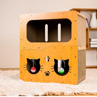 Nhà mèo, nhà mèo gỗ 2 tầng, nội thất cho mèo, nhà trú ẩn của mèo, tiện lợi, an toàn dễ dàng lắp ráp