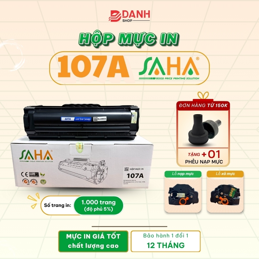 HỘP MỰC IN 107A SAHA - Dùng cho máy in HP Laser Jet 107A, 107W, 135A, 135W, 135FNW