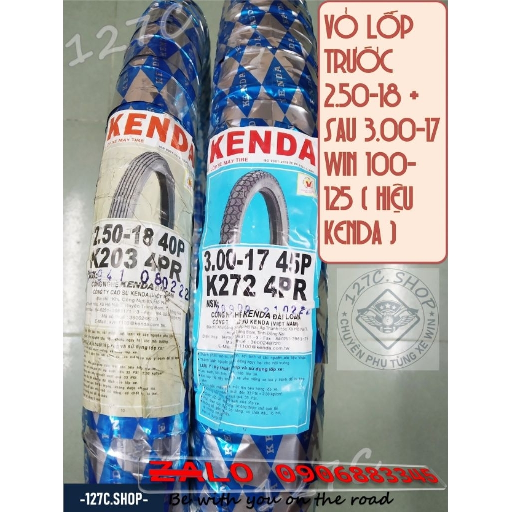 [HCM] Vỏ lốp trước 2.50-18 & sau 3.00-17 Win 100 Win 125 (Hiệu Kenda)