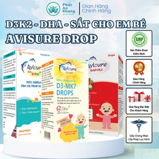  Avisure Drops Safoli-DHA-D3-MK7 | Bổ Sung D3K2 Sắt DHA Cho Bé Phát Triển Khỏe Mạnh Thông Minh 