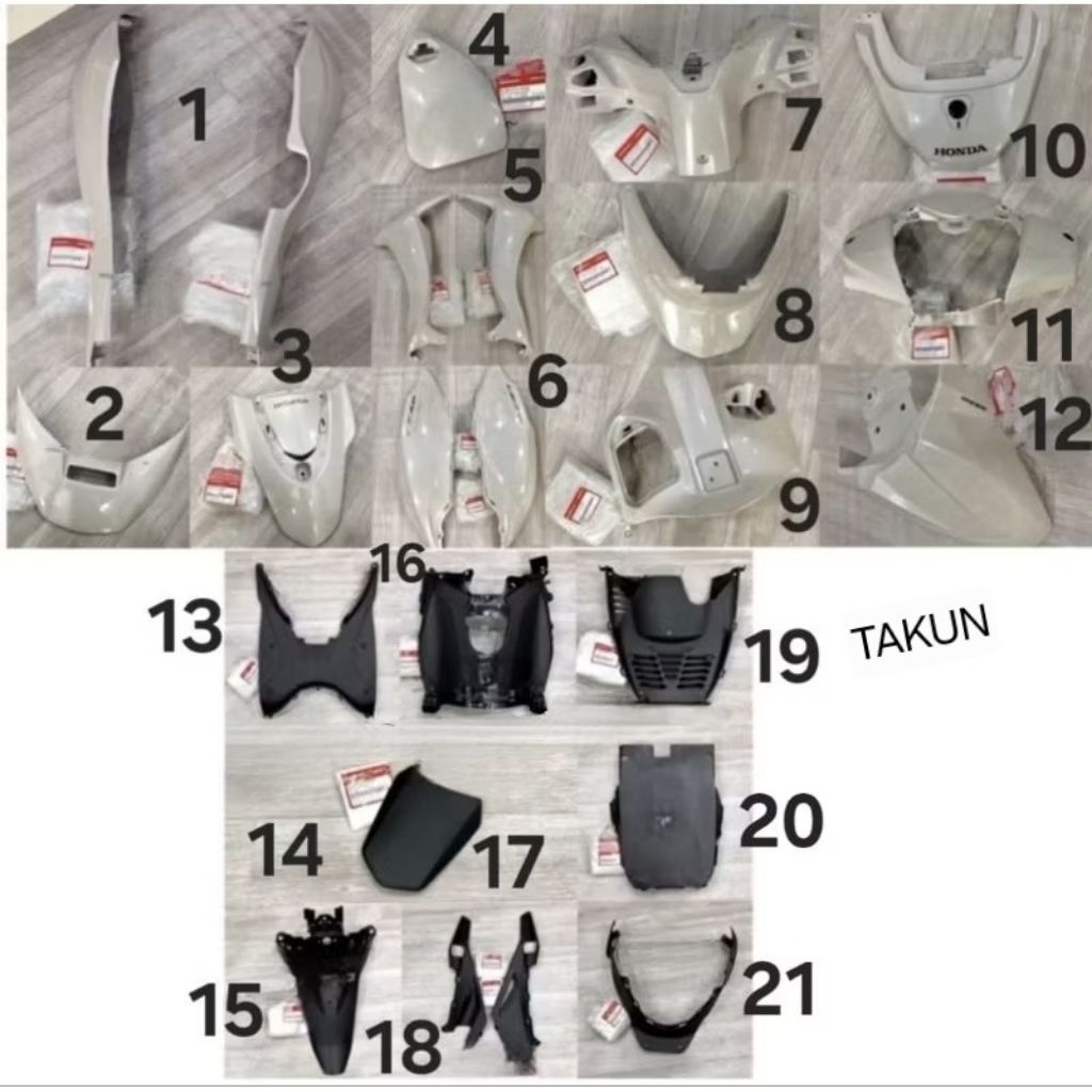 Combo dàn áo nhựa nhám, bững LEAD 125 4val 2021-2024... trắng kem zin Honda