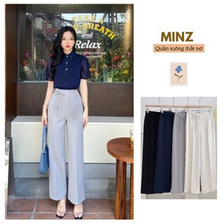 Quần Ống Suông Cạp Cách Điệu MINZ STORE Mã 3711, Thiết Kế Cao Cấp Phong Cách Công Sở