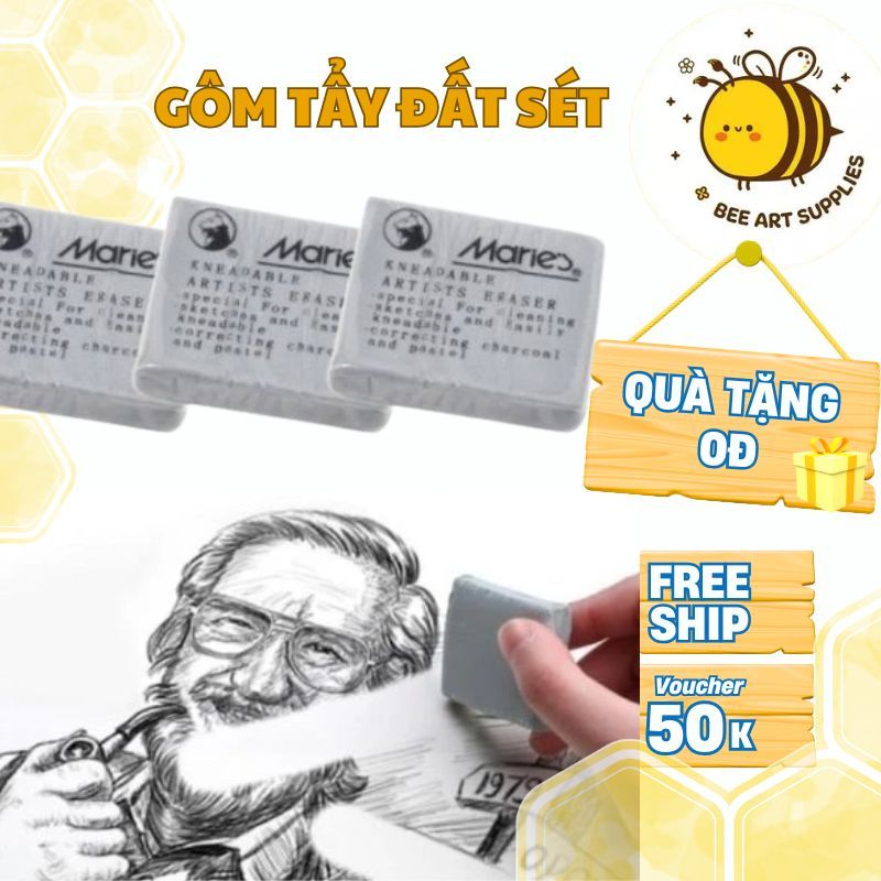 Gôm Tẩy Đất Sét Marie’s Màu Xám Chuyên Dụng - Beeart