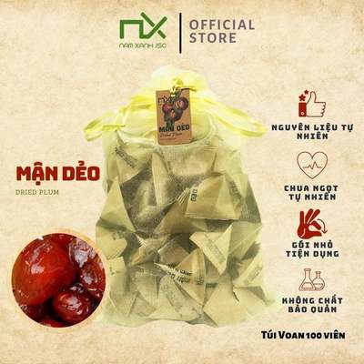 Túi Trái Cây Sấy Nam Xanh, Mận Sấy Dẻo, Túi 100 Gói