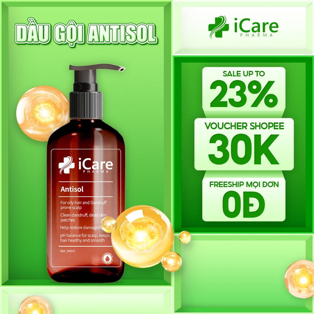 Dầu Gội Sạch Gàu Chiết Xuất Dược Liệu Antisol | Thương Hiệu iCare Pharma