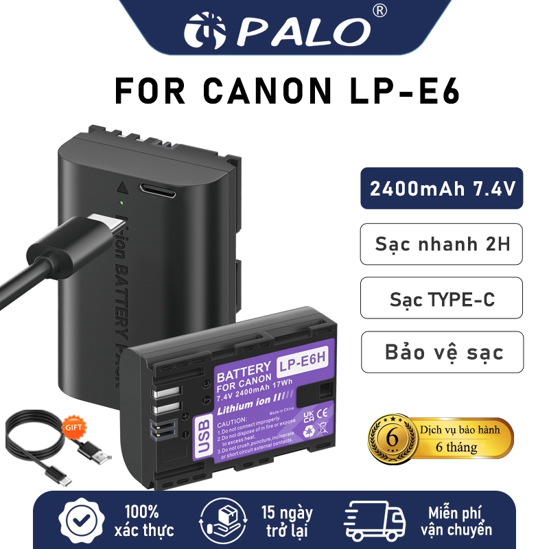 PALO Pin máy ảnh LP-E6 LP-E6NH cho Canon EOS 5D2 5D3 6D 70D 7D 60D Mark II 5D mark II 5D Mark III