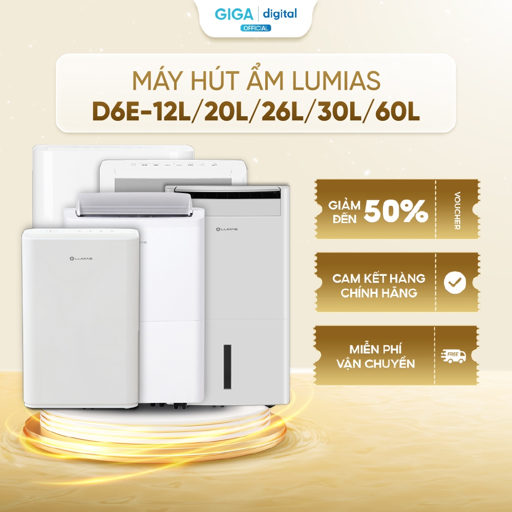 Máy hút ẩm Lumias D6E-12L/ 20L/ 26L/30L/60L- Tự động dừng khi đầy nước - Bộ lọc ion bạc - Ứng dụng Mihome - BH 18 tháng