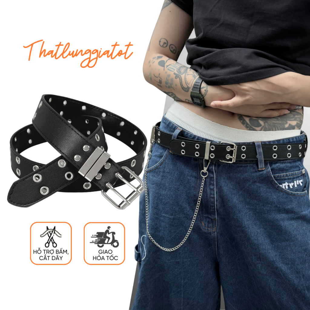 Thắt lưng xích lỗ khoen y2k (gồm nhiều kiểu dây nịt xích khác nhau) TL004 - Thắt Lưng Giá Tốt