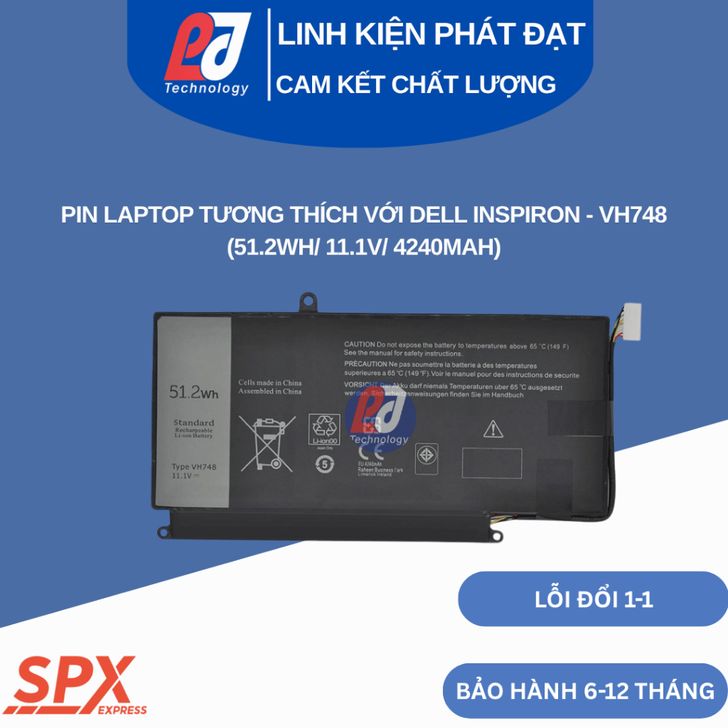 Pin Dell VH748 – Pin Laptop Tương Thích Với Dell Inspiron 14 5439, Vostro 5460/5470/5560 (51.2Wh / 1