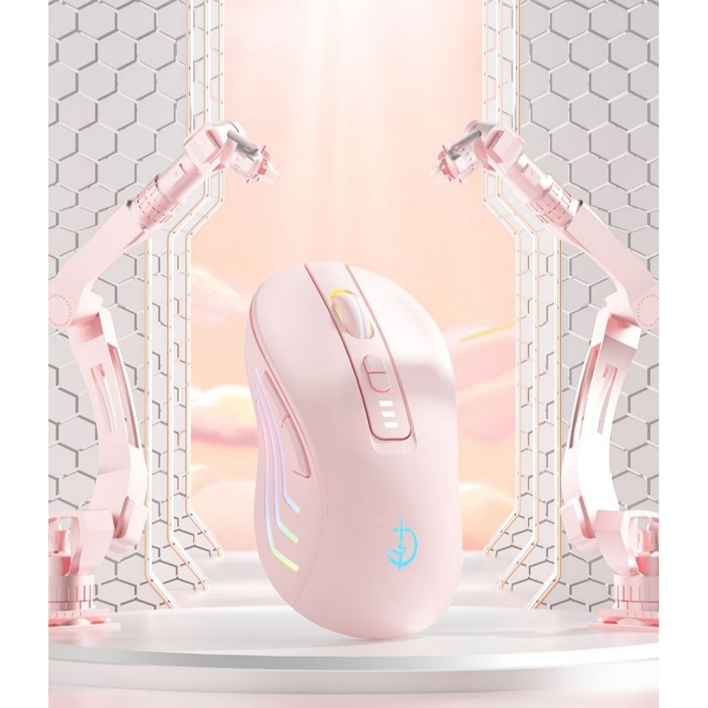 Chuột bluetooth 5.1 không dây gaming sạc pin TEKKIN M900 LED RGB đổi màu 7 màu và LED báo phần trăm pin so cute