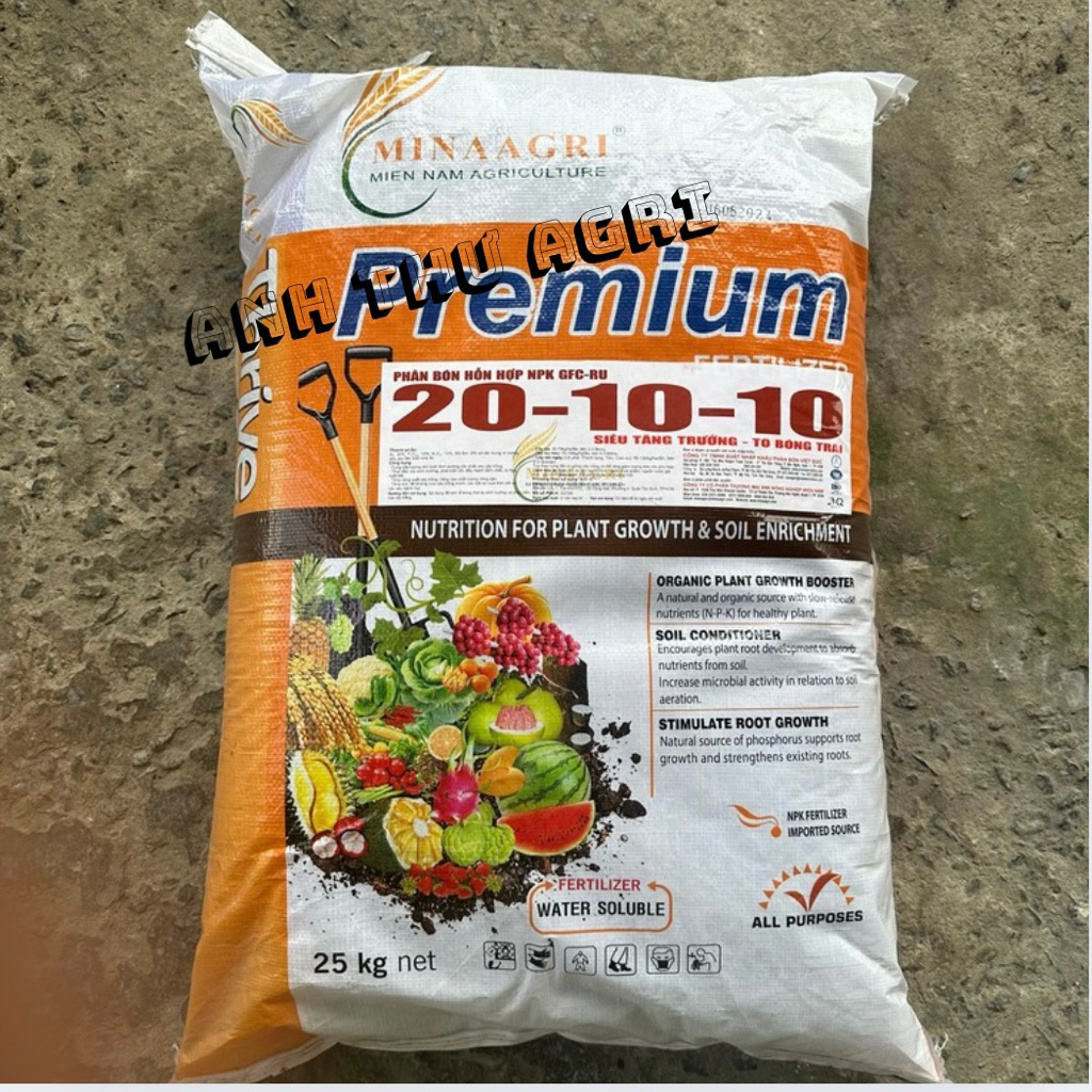 Phân Bón NPK 20 10 10 Đức Bao 25Kg  Siêu Tăng Trưởng Hạt Tím Hỗ Trợ Đi Đọt, Đâm Tược, Tốt Xanh, Xanh