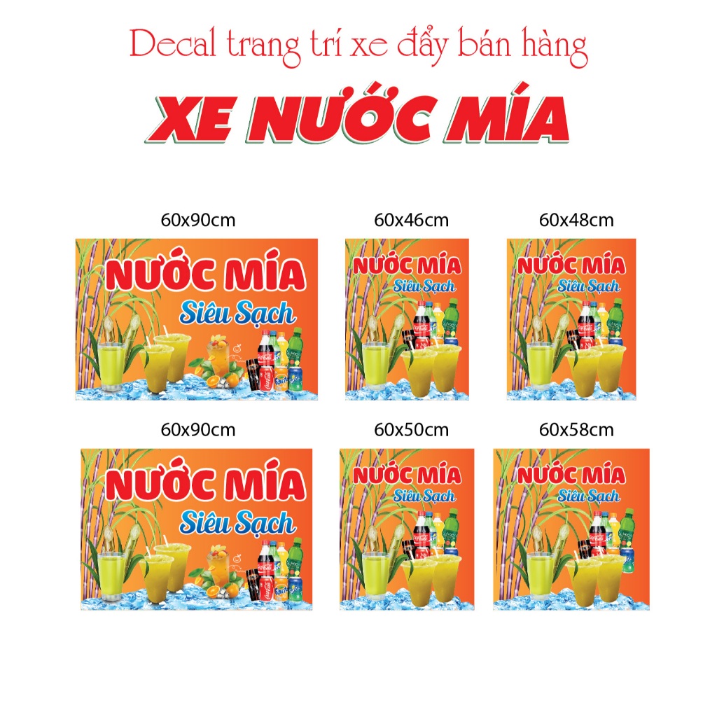 [Hot] Decal trang trí xe nước mía, chống nước 100%,