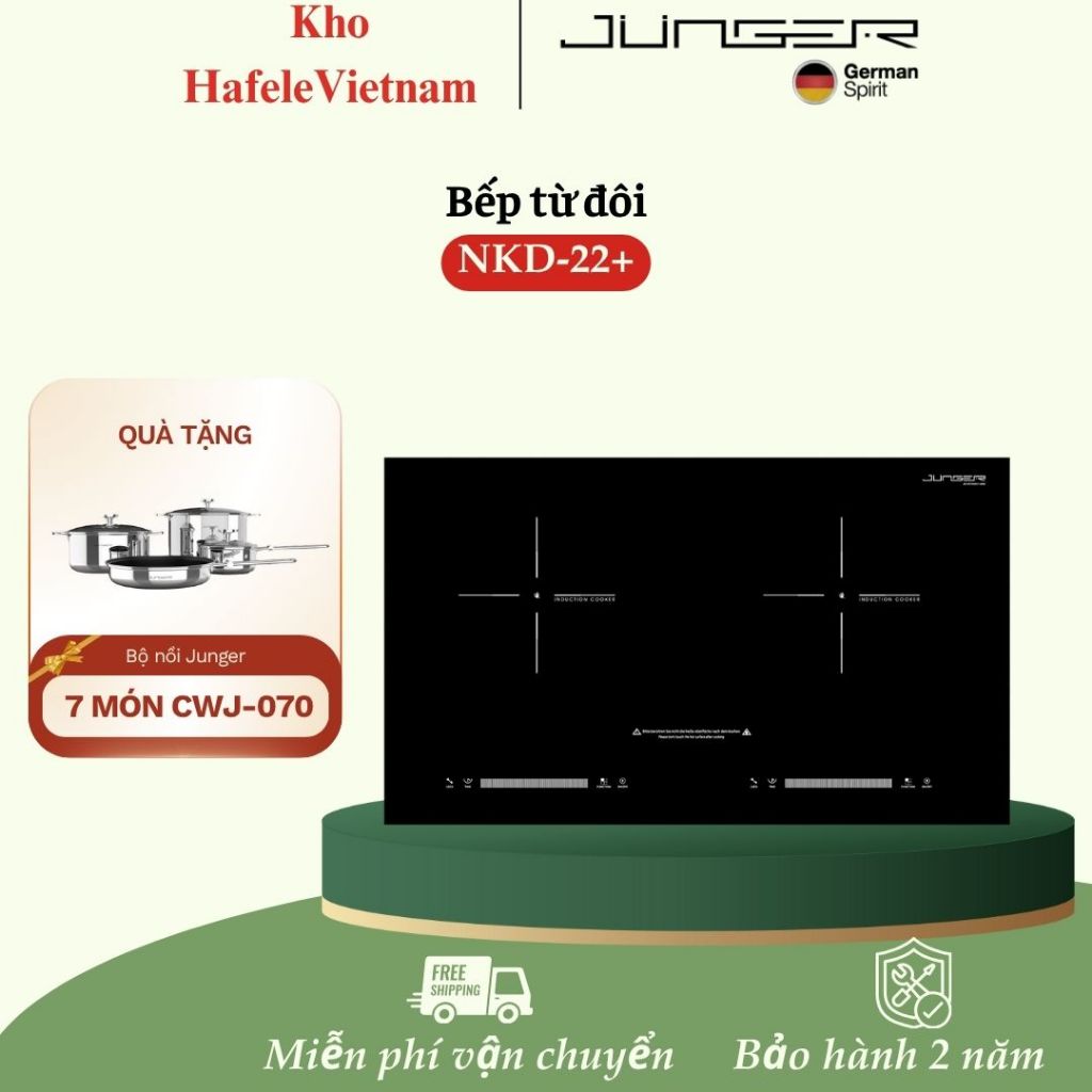 Mua Bếp từ đôi Junger NKD-22+ lắp âm tặng kèm Bộ nồi inox 7 chi tiết Junger CWJ_070
