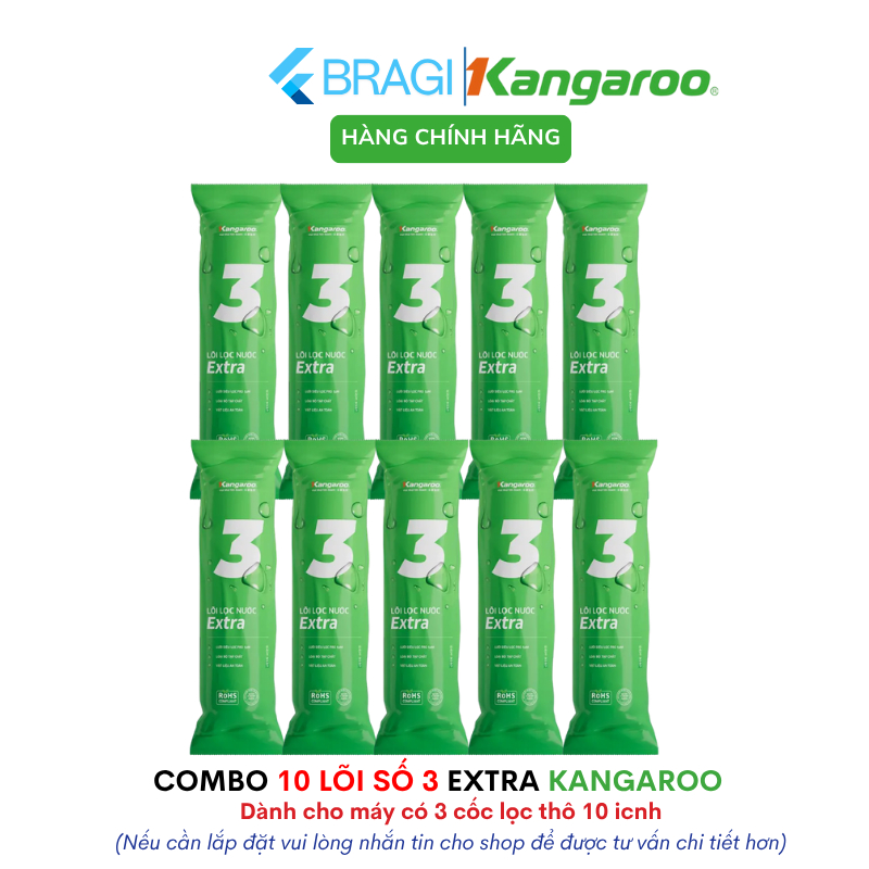 Combo sỉ 10 lõi lọc thô 123 Kangaroo mẫu mới dành cho cốc lọc 10 inh gôm 10 lõi 1, 10 lõi 2, 10 lõi 