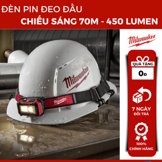  Đèn LED pin đội đầu Milwaukee IR HL450. Đèn pin siêu sáng đèn Milwaukee chính hãng 