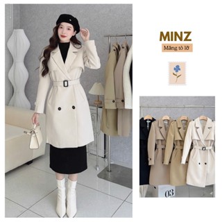 Áo Khoác Măng Tô Dáng Lỡ MINZ STORE Mã 2351, Thiết Kế Kèm Đai Phong Cách Hàn Quốc