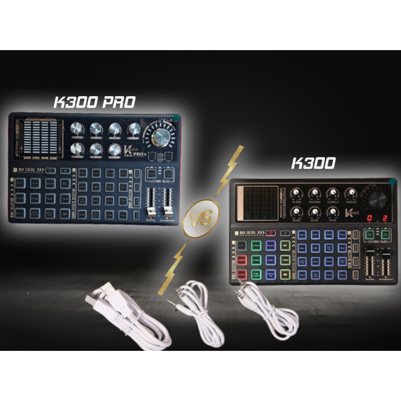 Sound Card Thu Âm online, Livestream, Hát Karaoke K300 Pro - Bluetooth Pin Sạc USB  Auto Tune