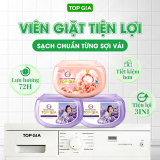  1 hộp 40 viên giặt xả TopGia quần áo thơm lâu hương hoa hồng và lavender 1 hộp 40 viên giặt sạch tiết kiệm 