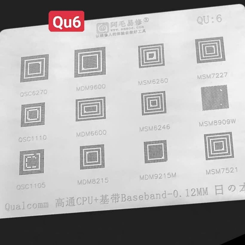 Vỉ làm chân ic Baseband QU6 msm7227 Msm6260 mdm9600 qsc6270 msm8909w msm6246 mdm6600 qsc1110 MSM7521