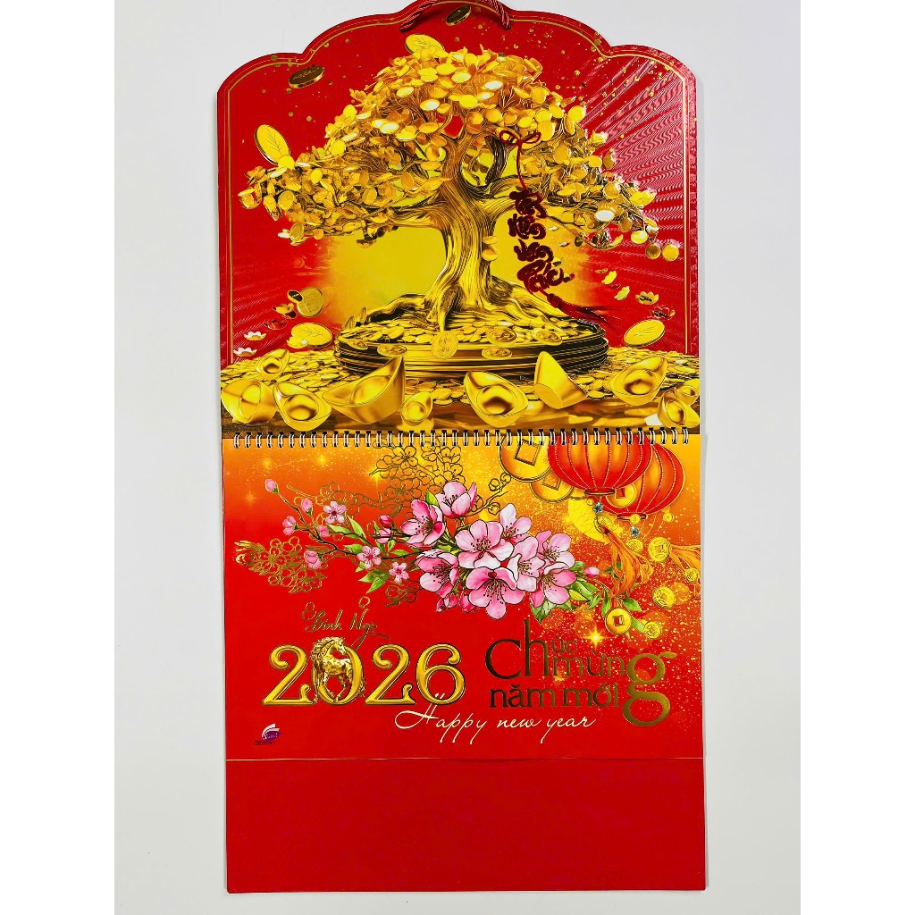 Lịch tết 2026 Lịch treo tường 12 tờ 30x40cm mỗi tháng là 1 tờ 12 tháng LỘC TÀI NHƯ Ý