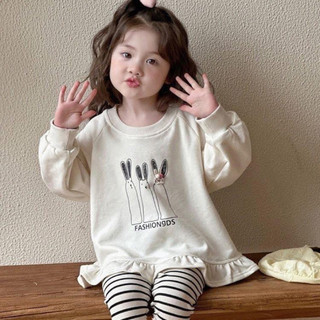 Bộ áo babydoll mix quần legging bé gái. Bộ thu đông cho bé gái.