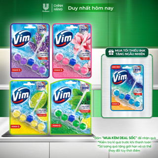 Viên Treo Vệ Sinh Bồn Cầu Vim Power 5 | Sạch Thơm Đến 300 Lần Xả (50- 55g/viên)