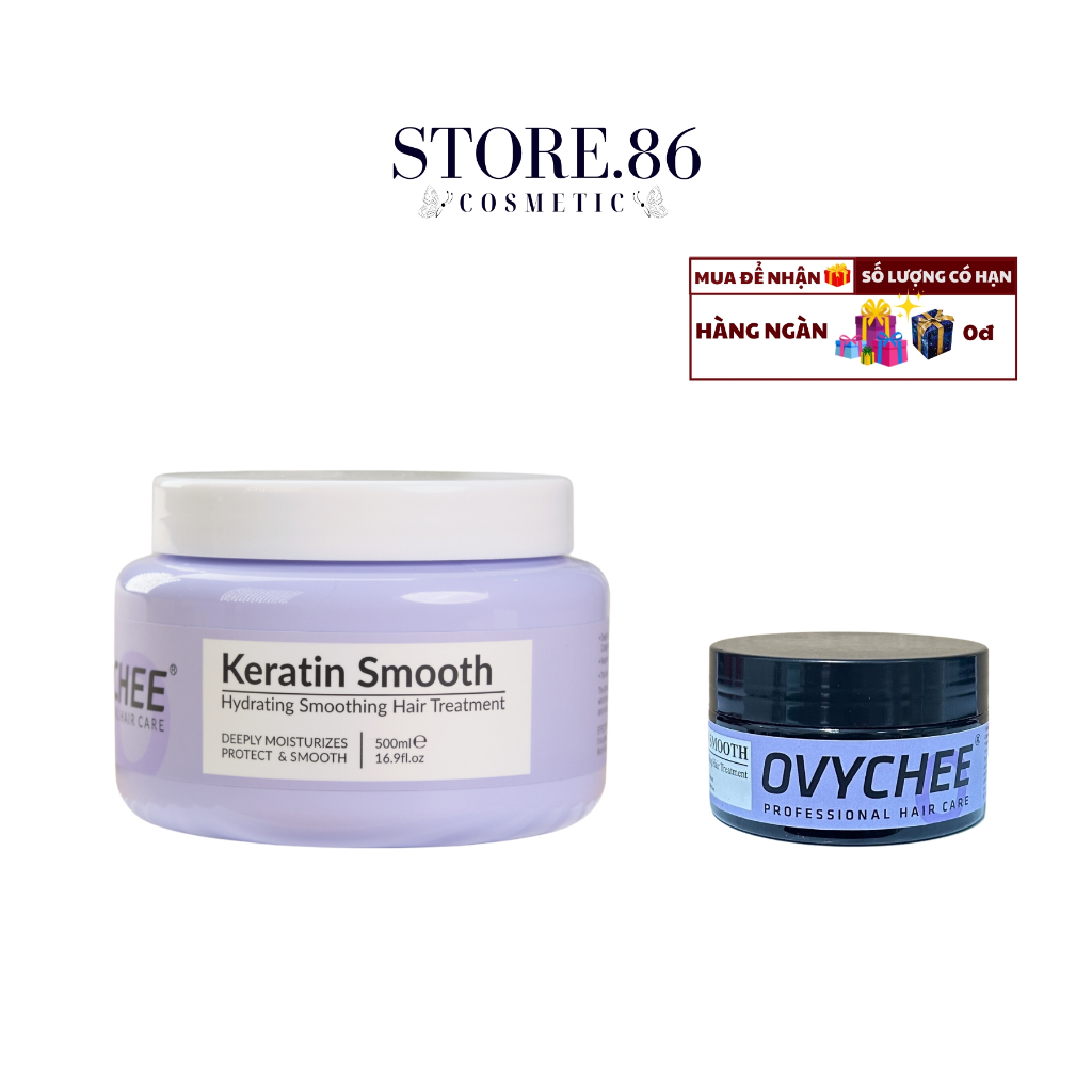 Kem ủ tóc hỗ trợ phục hồi tóc yếu nát OVYCHEE Keratin smooth hydrating smoothing hair treatment