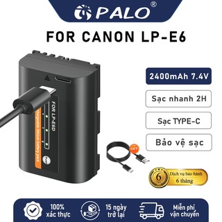  PALO Pin Canon LP-E6 LP-E6NH 2400mAh cho máy ảnh EOS R 90D 5d4 70D 6d2 R6 R5 5D2 5D3 60D 7D2 7D 