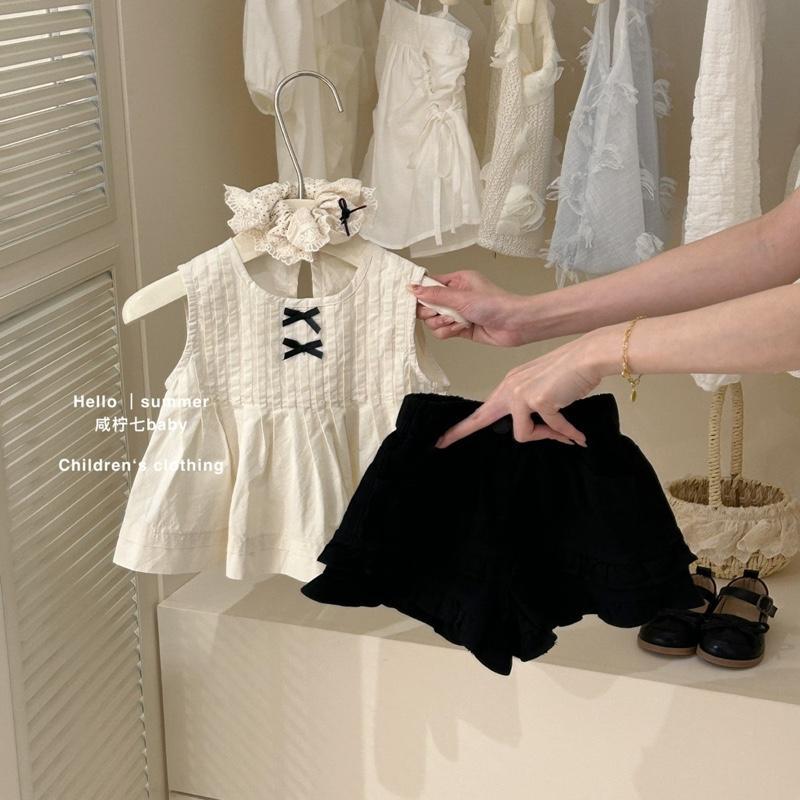 TENGTENG KIDS - 05 - SET ÁO BABYDOLL XẾP LY SÁT NÁCH KÈM QUẦN SOOC KAKI DỄ THƯƠNG CHO BÉ