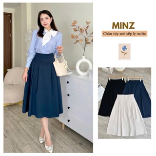 Chân Váy Xòe Xếp Ly Trước MINZ STORE Mã 8906, Thiết Kế Khóa Sau Phong Cách Công Sở