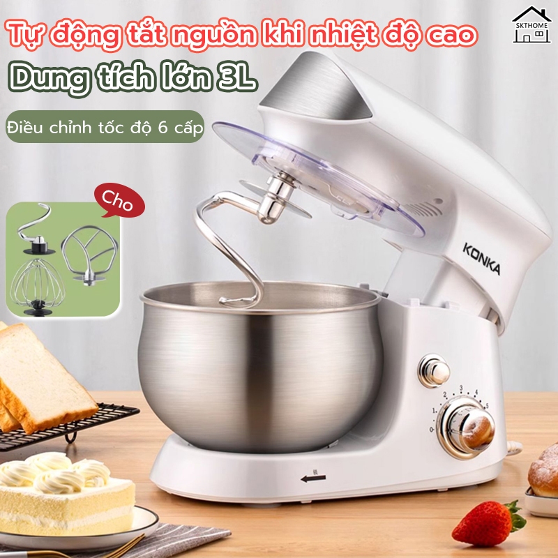 Máy nhào bột 3L Nhồi Bột Công Suất Lớn Chống Dính Trộn Bột Làm Bánh Đánh Trứng thép không gỉ 304