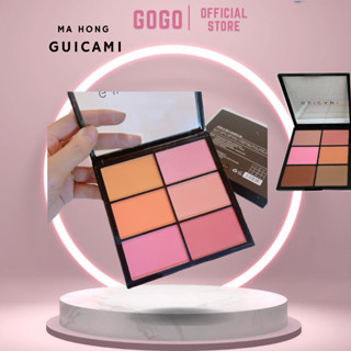 Bảng phấn má hồng Guicami 6 ô tone cam hồng đào siêu xinh chuyên dùng cho makeup chính hãng