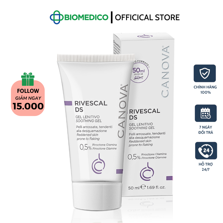 Gel làm dịu da, ngăn ngừa tiết bã nhờn CANOVA RIVESCAL DS - SOOTHING GEL 50ml