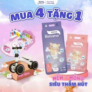  4B  TẶNG 1  COMBO 4 BỊCH Tã Bỉm Dán  Quần BIMANA HÀN QUỐC mỏng thoáng thấm hút vượt trội đủ size 