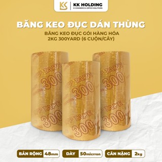 Băng keo đục 2kg 300yard - cuộn lớn, keo dính chắc chắn đóng gói hàng, kho bãi (6 cuộn/cây)
