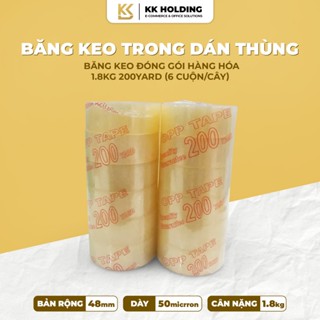  Băng keo trong 1.8kg 200yard - cuộn lớn keo dính chắc đóng gói hàng thương mại điện tử  6 cuộn cây  