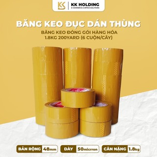  Băng keo đục 1.8kg 200yard bản 48mm - cuộn lớn keo dính dán thùng carton chắc chắn  6 cuộn cây  