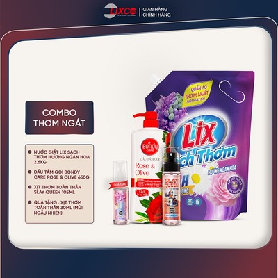 Combo thơm ngát dành cho nữ gồm 1 túi NG ngàn hoa, 1 Dầu tắm gội 00029 , 2 Xịt thơm toàn thân, N7402+00029+04302+03601
