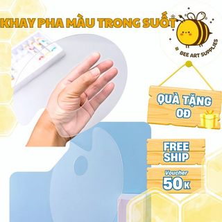  Khay Pha Màu Trong Suốt Phẳng – Bảng Pha Màu Mica Trong Suốt Tiện Lợi Cho Màu Nước Gouache Acrylic - Beeart 