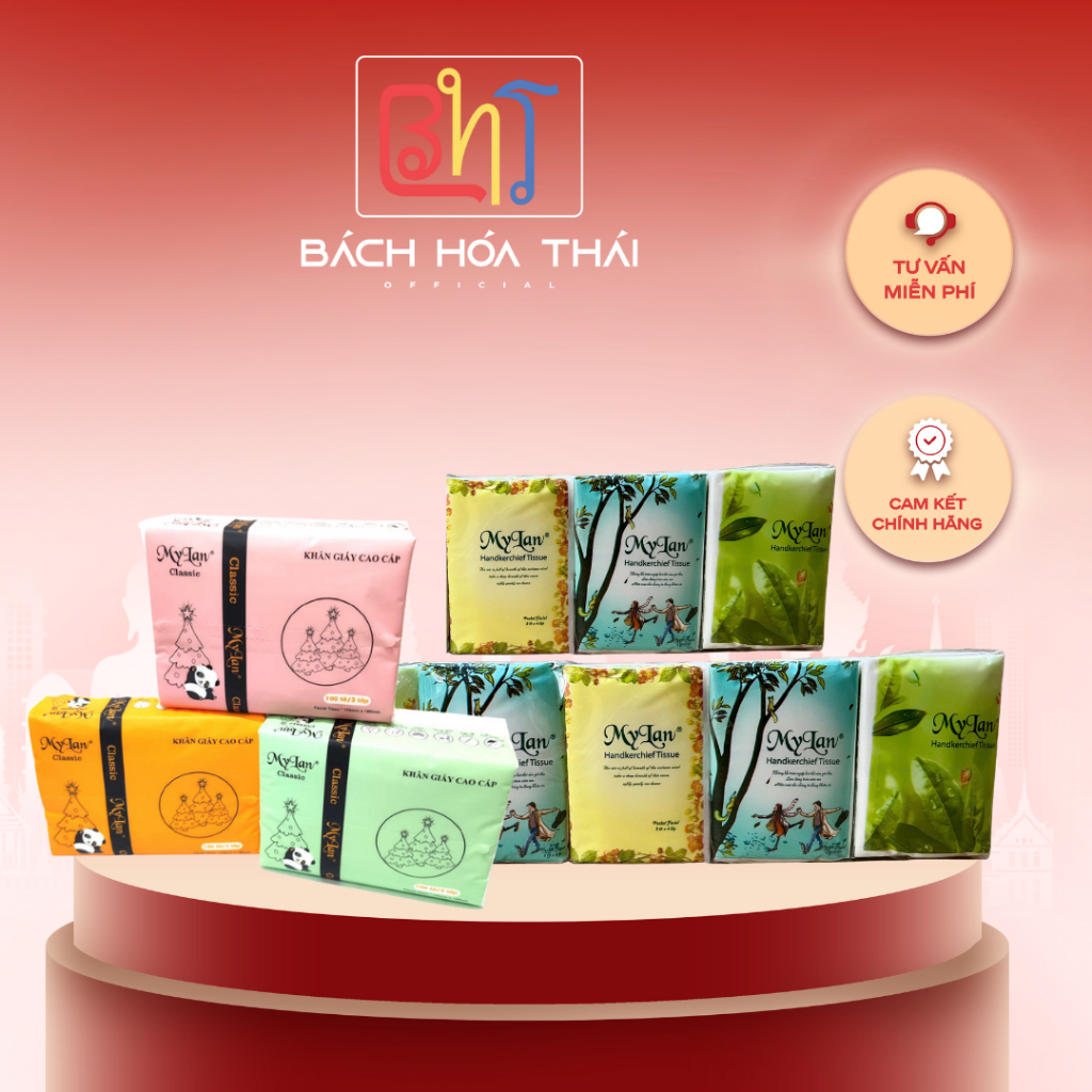 Combo 10 bịch khăn giấy rút gấu trúc Mylan 3 màu- Combo 15 bịch khăn giấy bỏ túi Mylan 3 màu