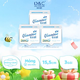 Combo 3 gói băng vệ sinh Glamiss Cool Extra hàng ngày, băng vệ sinh thảo dược công nghệ kháng khuẩn