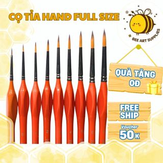 Cọ Vẽ Tỉa Hand Thân Vàng Đầu Tròn Full Size 000–10 – Lông Mảnh, Nét Chính Xác, Dễ Tô Màu Nước, Gouache - Beeart