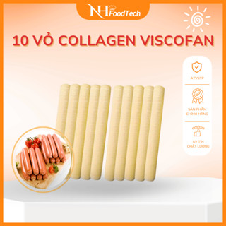 Combo 10 vỏ xúc xích collagen, vỏ collagen làm lạp xưởng Viscofan Đức