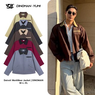  Áo Khoác Kaki DINOMAN Jacket Cổ Phối Màu WorkWear Khóa Kéo Phong Cách Năng Động AK010 
